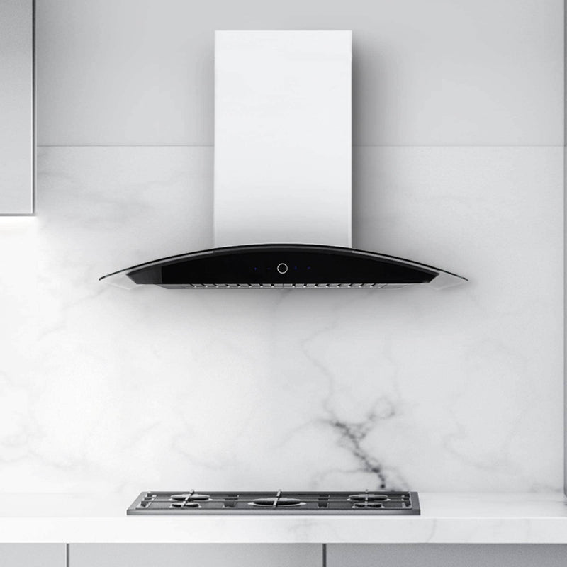Hauslane 36-Inch Wall Mount Touch Control Range Hood with Tempered Glass in Stainless Steel (WM-639SS-36)