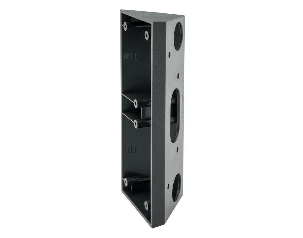 DoorBird corner wall-mount adapter, angled metal bracket with side and front mounting holes