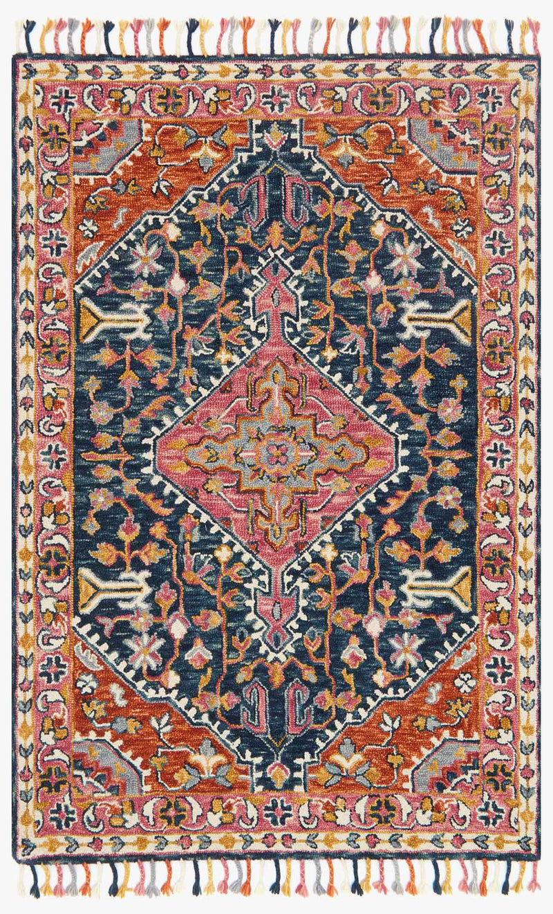 Loloi Zharah Collection - Transitional Hooked Rug in Navy (ZR-01)
