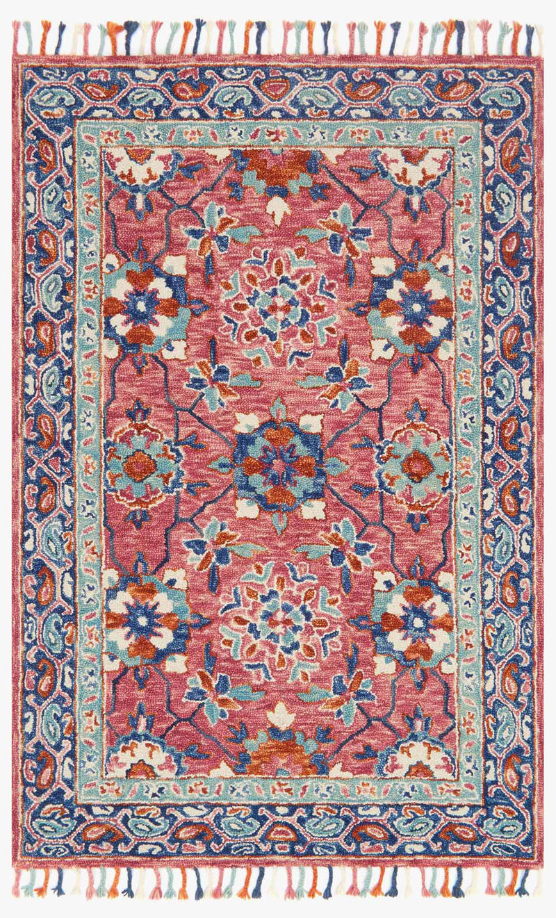 Loloi Zharah Collection - Transitional Hooked Rug in Rose & Denim (ZR-03)