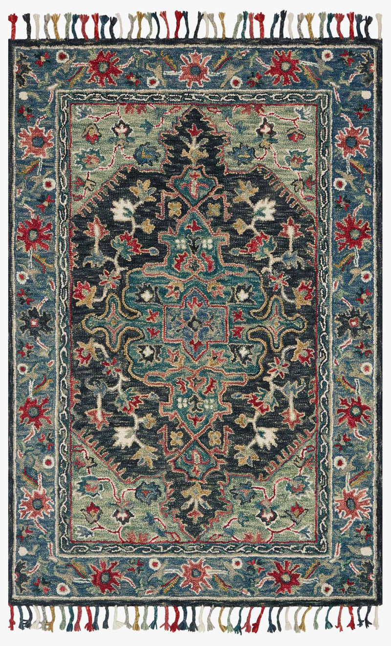 Loloi Zharah Collection - Transitional Hooked Rug in Navy & Blue (ZR-05)