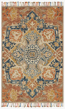 Loloi Zharah Collection - Transitional Hooked Rug in Rust & Blue (ZR-10)