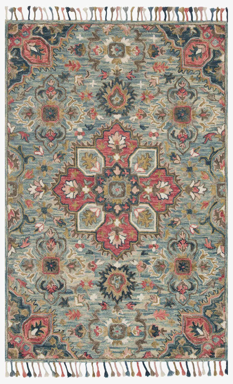 Loloi Zharah Collection - Transitional Hooked Rug in Light Blue & Multi (ZR-13)