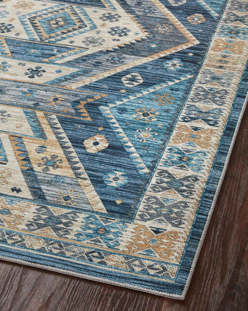 Loloi II Zion Collection - Traditional Power Loomed Rug in Ocean & Gold (ZIO-02)