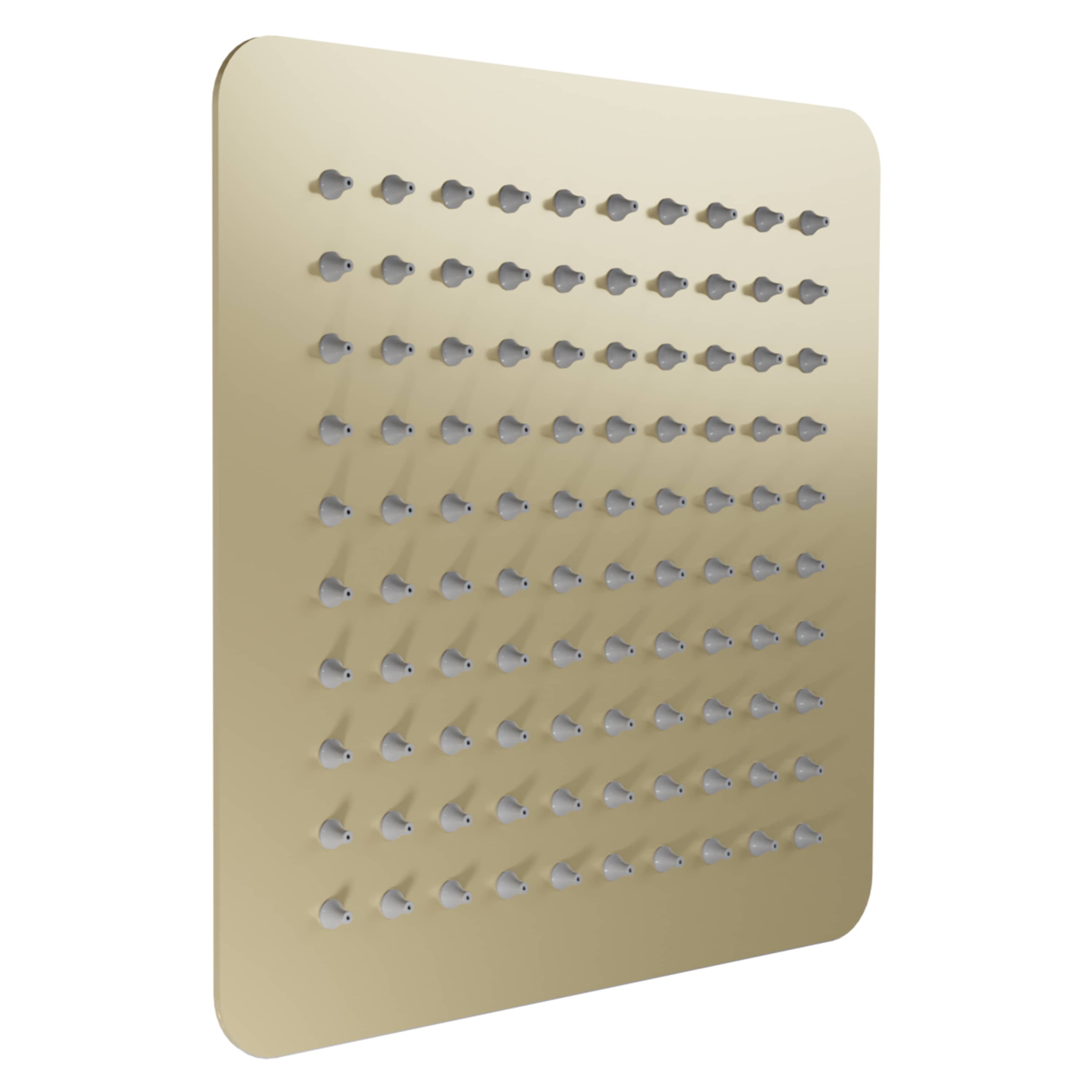 Champagne bronze shower head faceplate with evenly spaced small spray outlets
