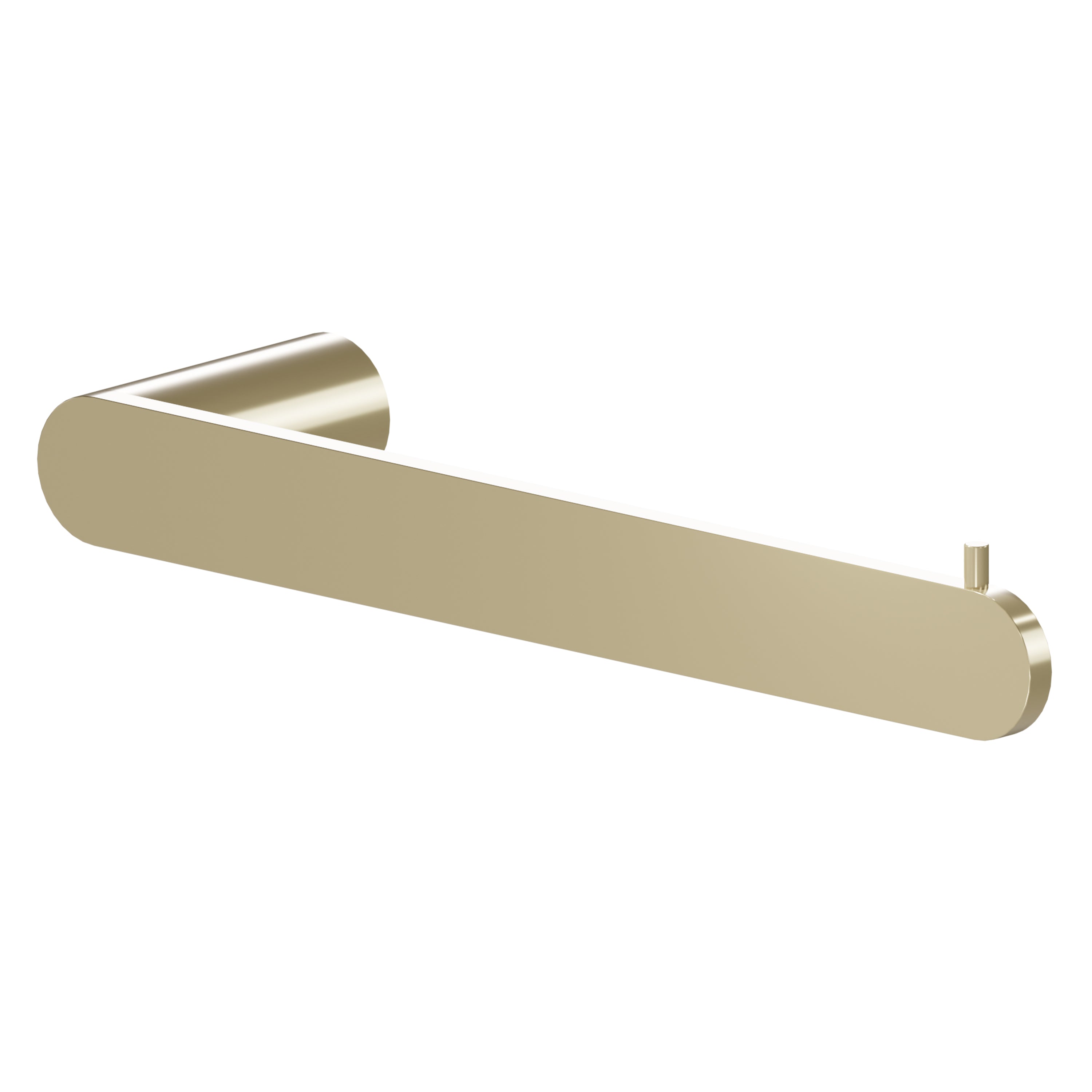 Champagne bronze towel holder with circular wall mounts, bar-style design.