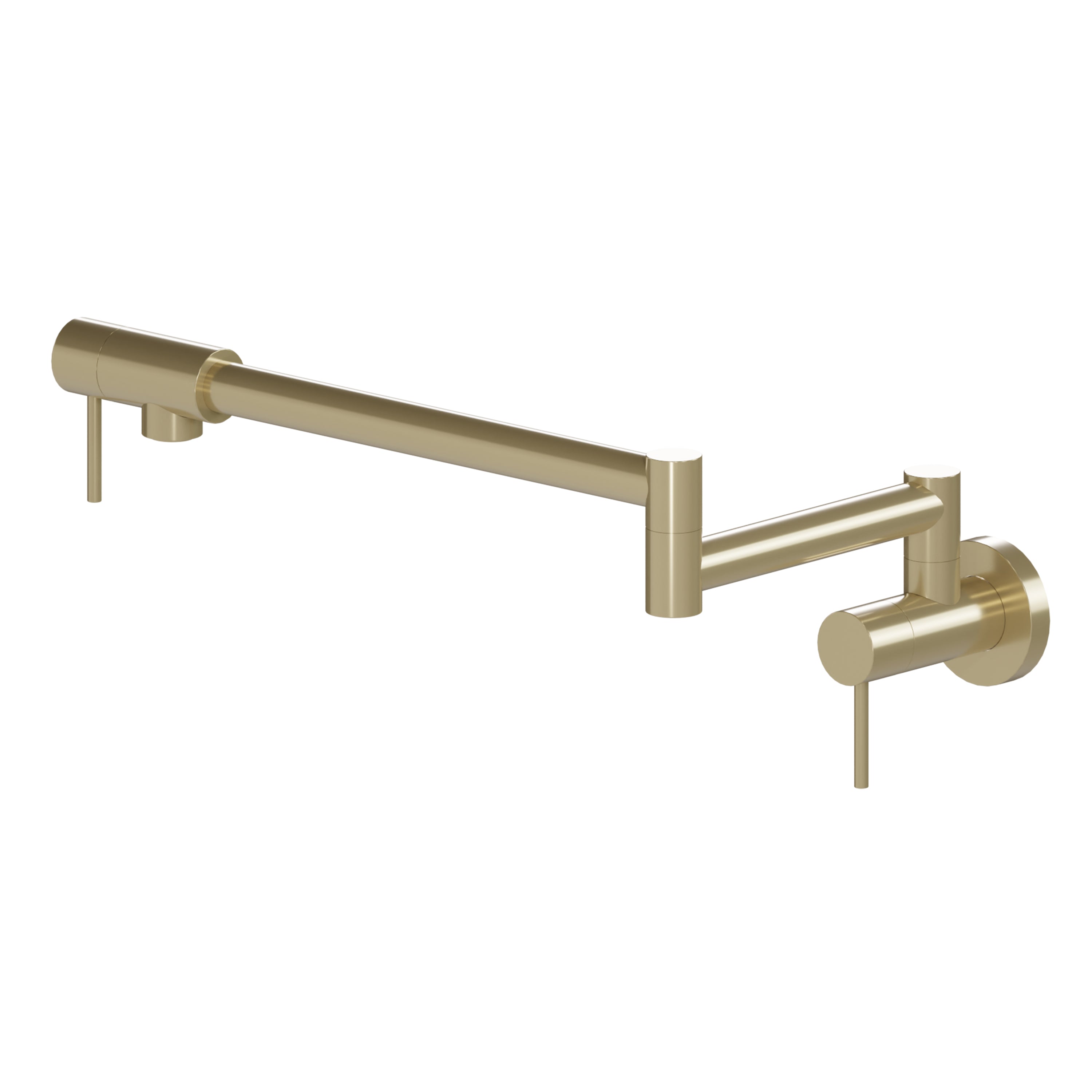 Champagne bronze wall-mounted pot filler faucet with long spout and two control handles
