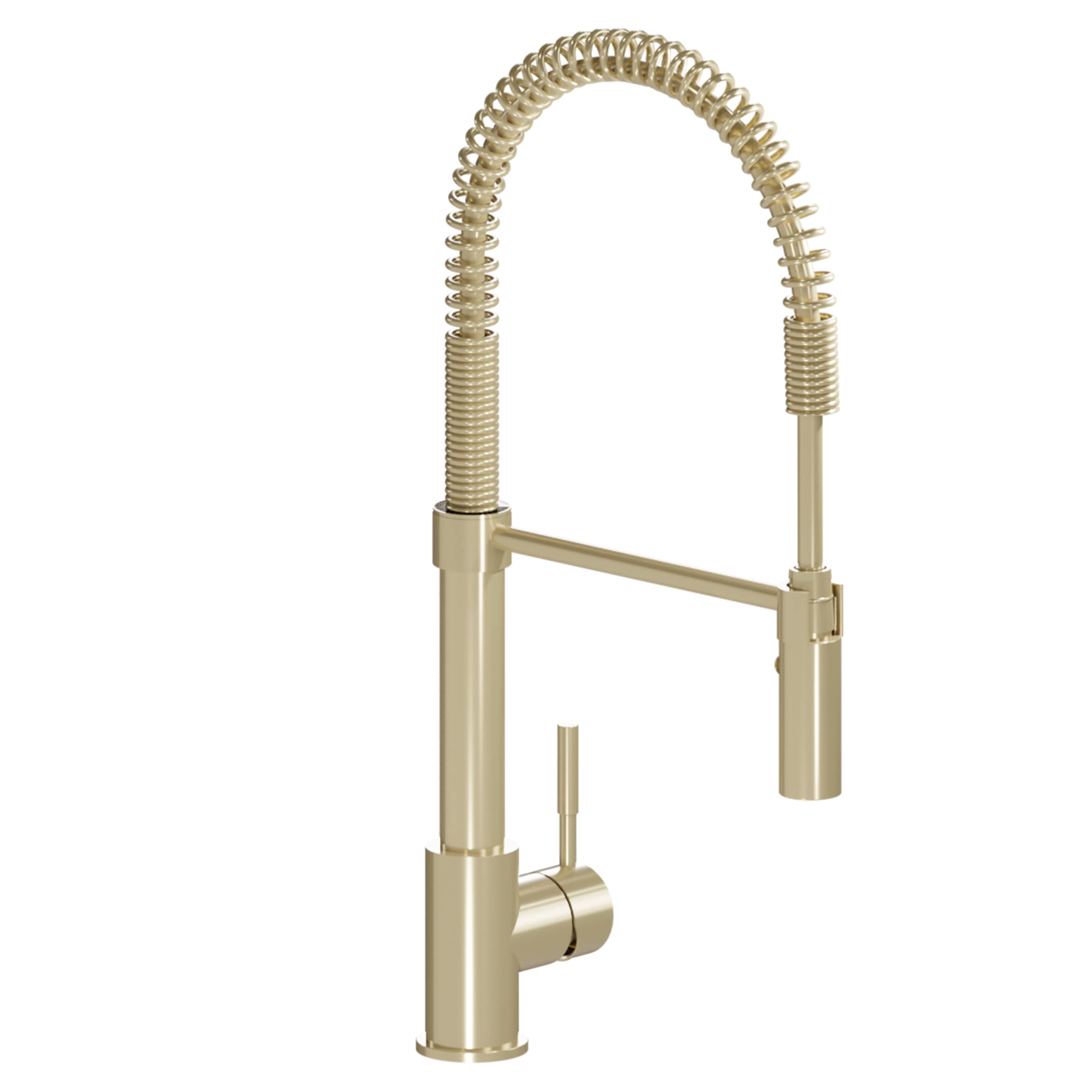Champagne bronze pull-down kitchen faucet with braided hose and matching handles