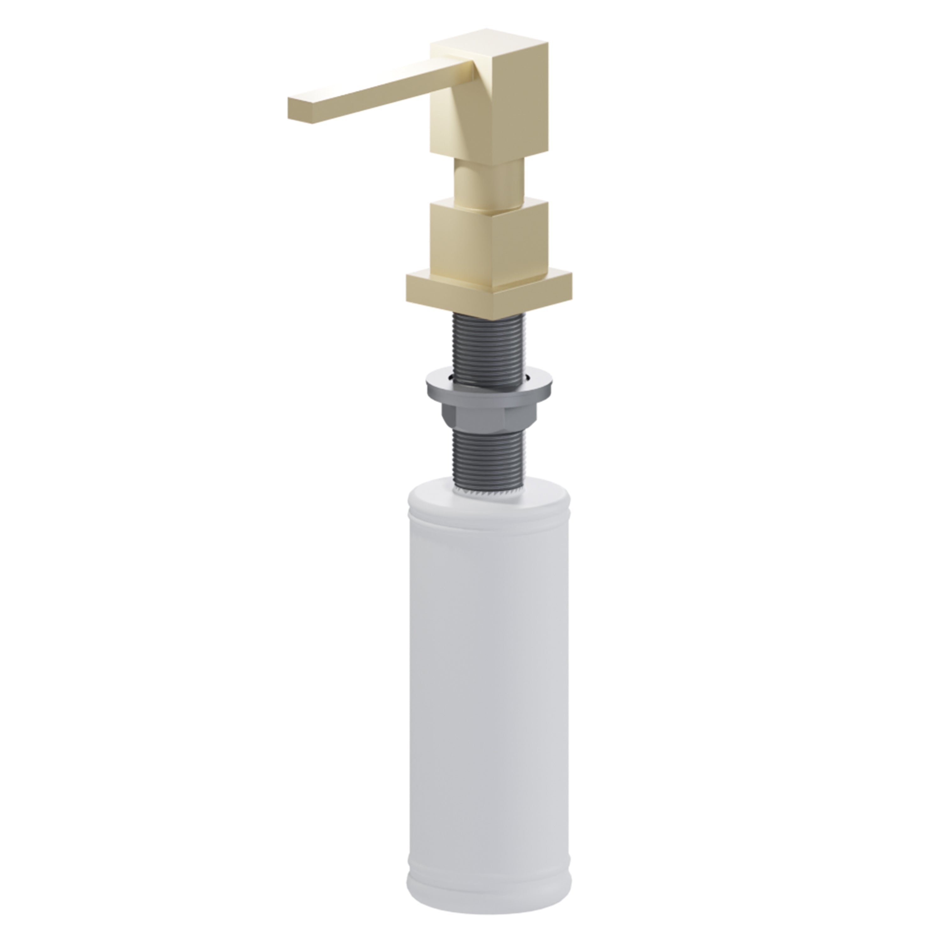 Champagne bronze soap dispenser with pump top and white bottle reservoir