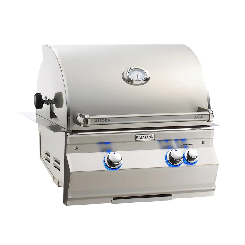 Fire Magic 24-Inch Built-In Propane Gas Grill with Rotisserie and Analog Thermometer in Stainless Steel (A430I-8EAP)