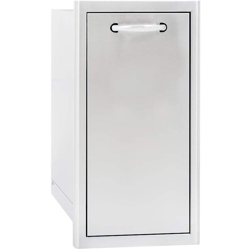 White bin door panel with black border and centered top handle cutout