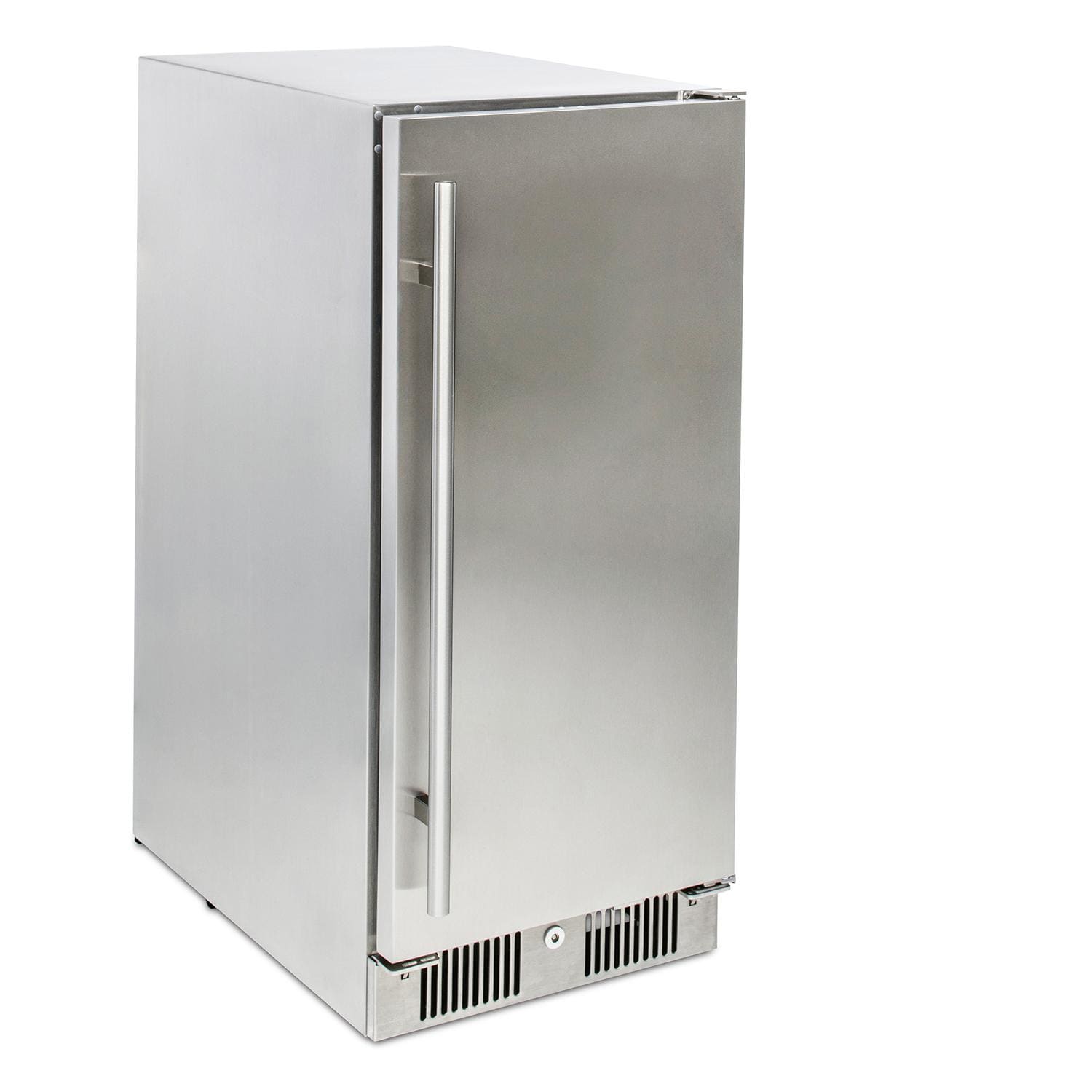 Stainless steel outdoor compact refrigerator beverage center, single door with vertical handle