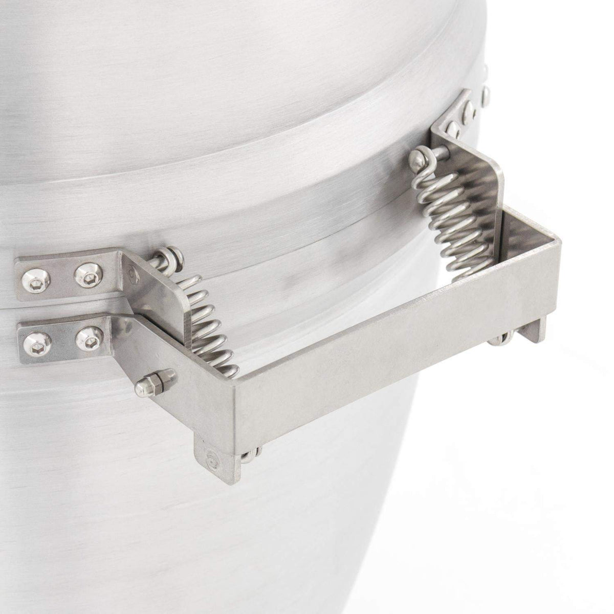 20-inch kamado grill firebox side latch and spring assembly near cooking grate