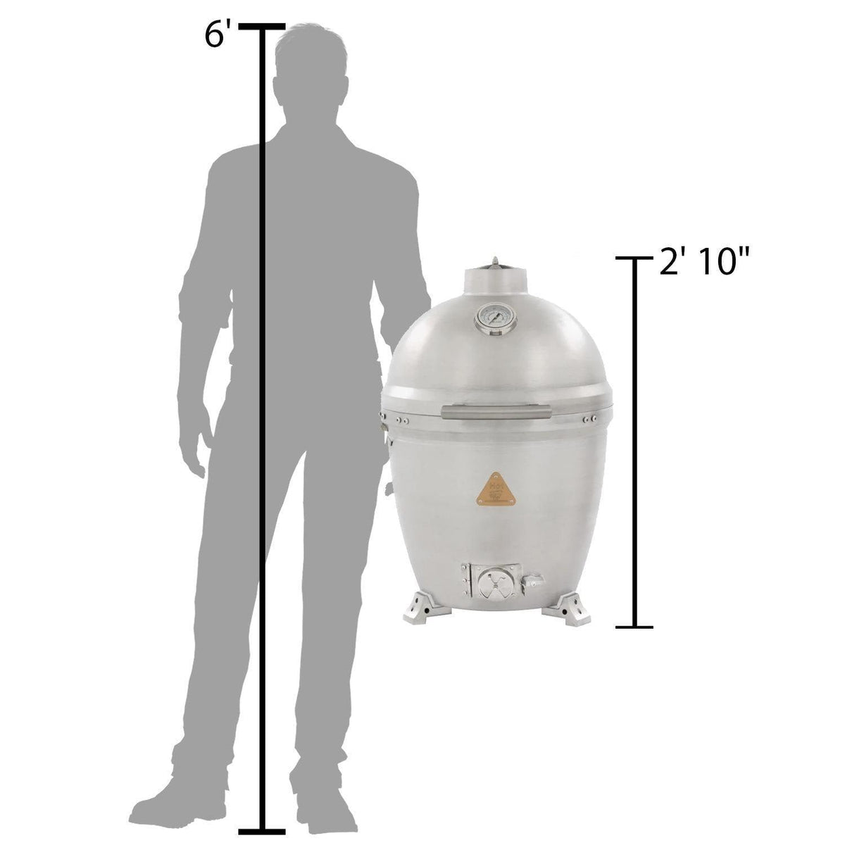 Cast aluminum kamado grill with domed lid and side vent-style control