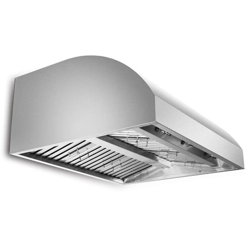 36-inch stainless steel outdoor vent hood with open grease filter area and grates