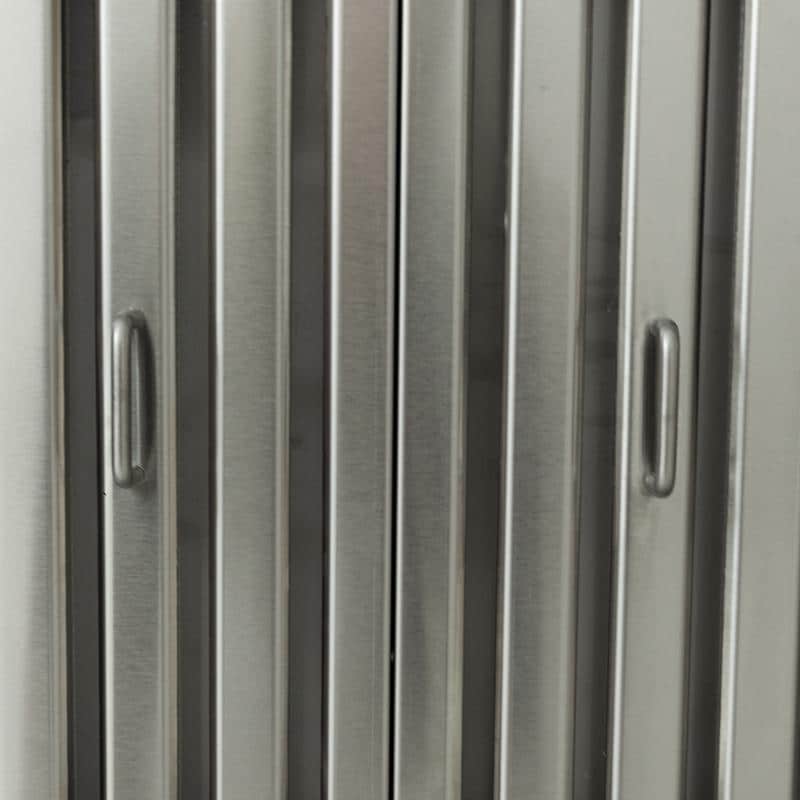 Stainless steel outdoor vent hood back panel with two recessed side handles