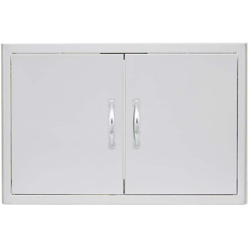 Stainless steel double access doors with centered pull handles