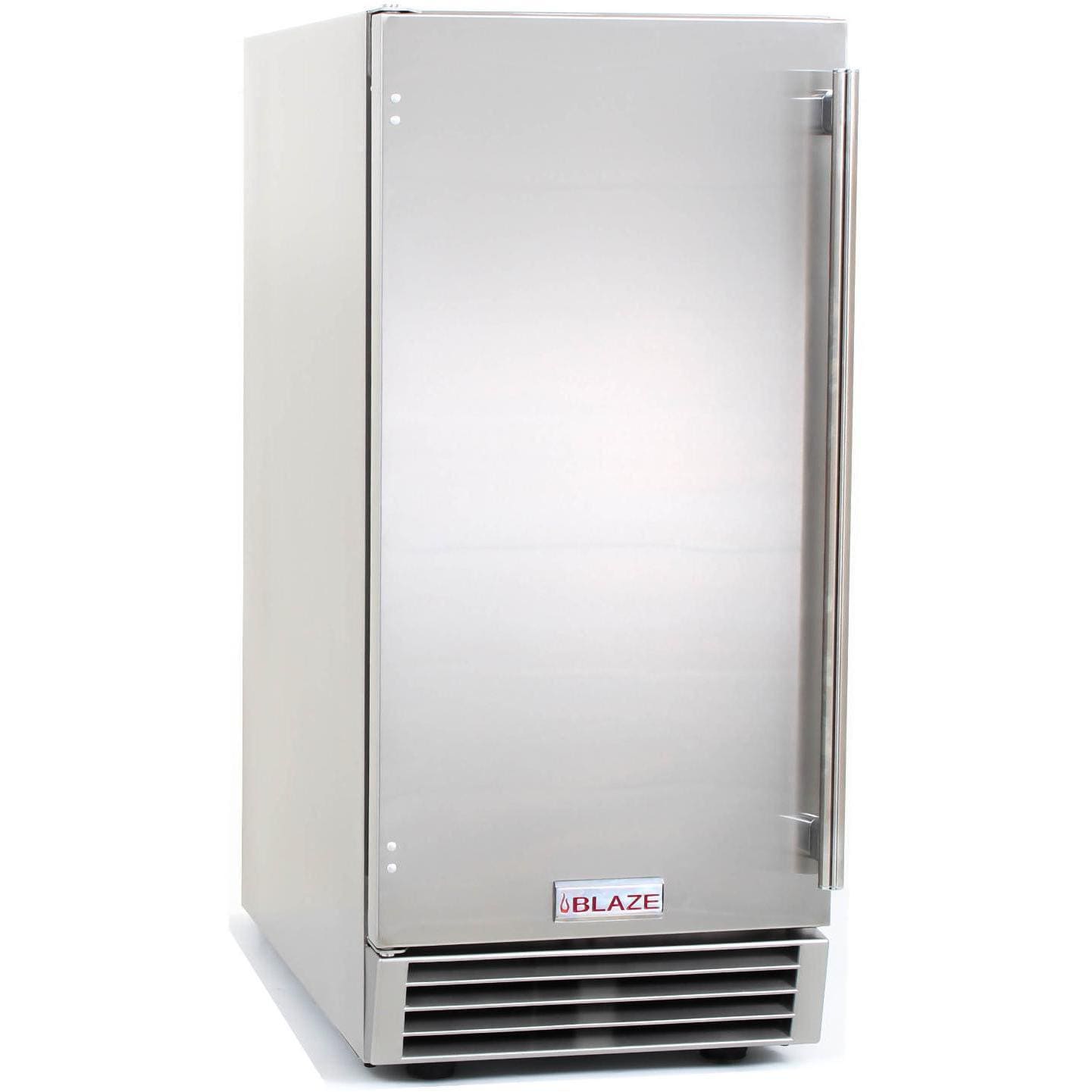 Stainless steel ice maker unit with front vent and side access door