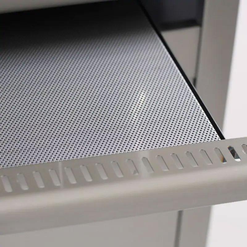 Perforated stainless steel drip tray flame guard panel with raised slot edge