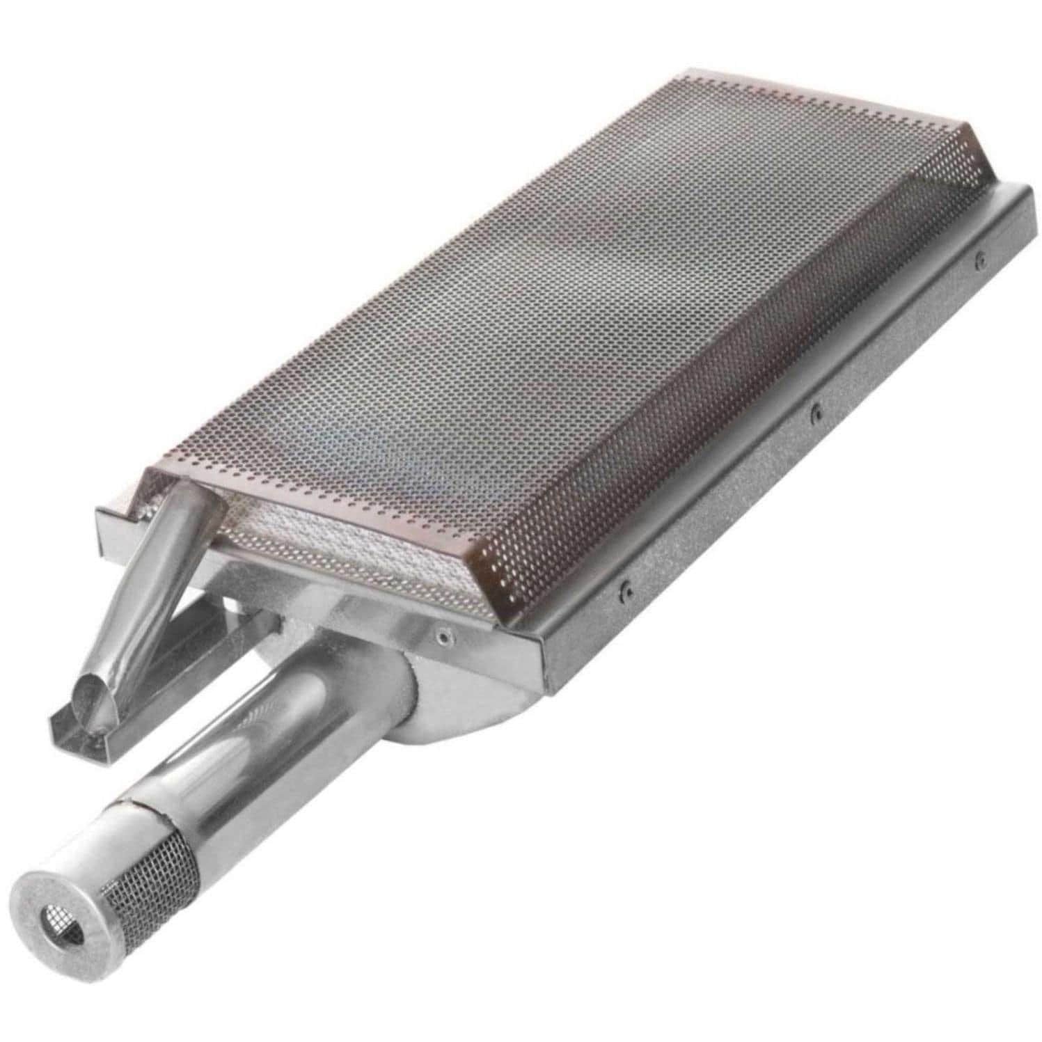 Stainless infrared searing burner with perforated metal mesh panel