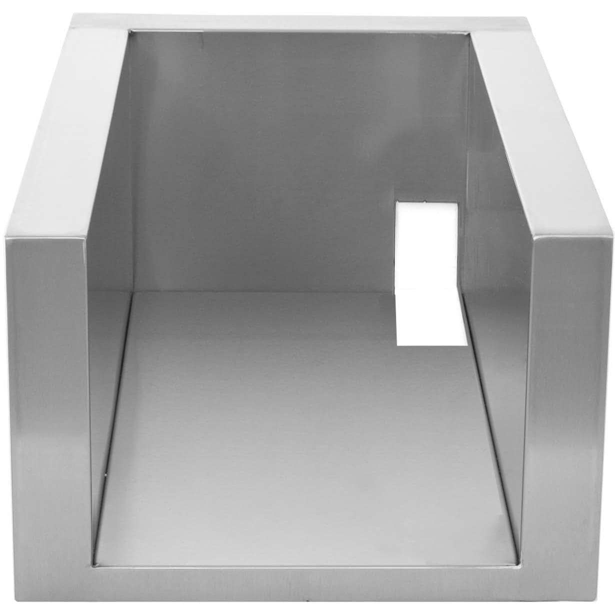 Insulated jacket product in open metallic display box, top view; jacket not visible