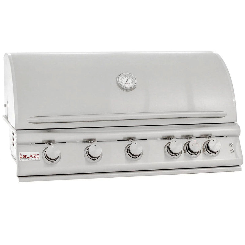 Blaze Grill Package - Premium LTE 40-Inch 5-Burner Built-In Natural Gas Grill, Side Burner and Beverage Center in Stainless Steel