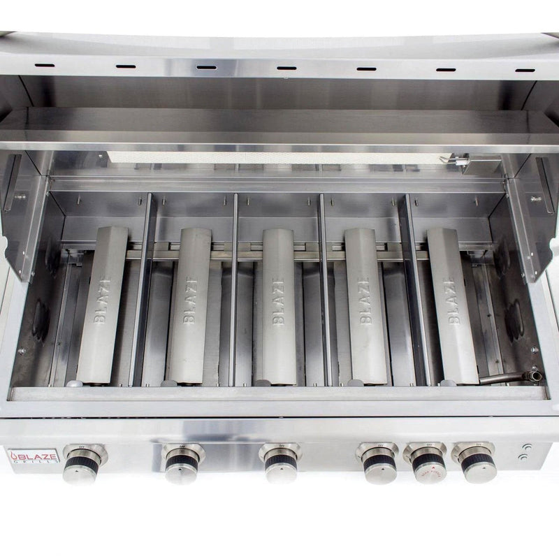 Blaze Grill Package - Premium LTE 40-Inch 5-Burner Built-In Natural Gas Grill, Side Burner and Griddle in Stainless Steel
