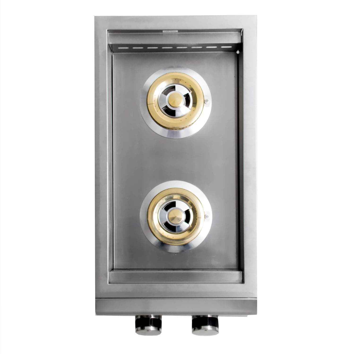 Built-in burner control panel with two circular knobs