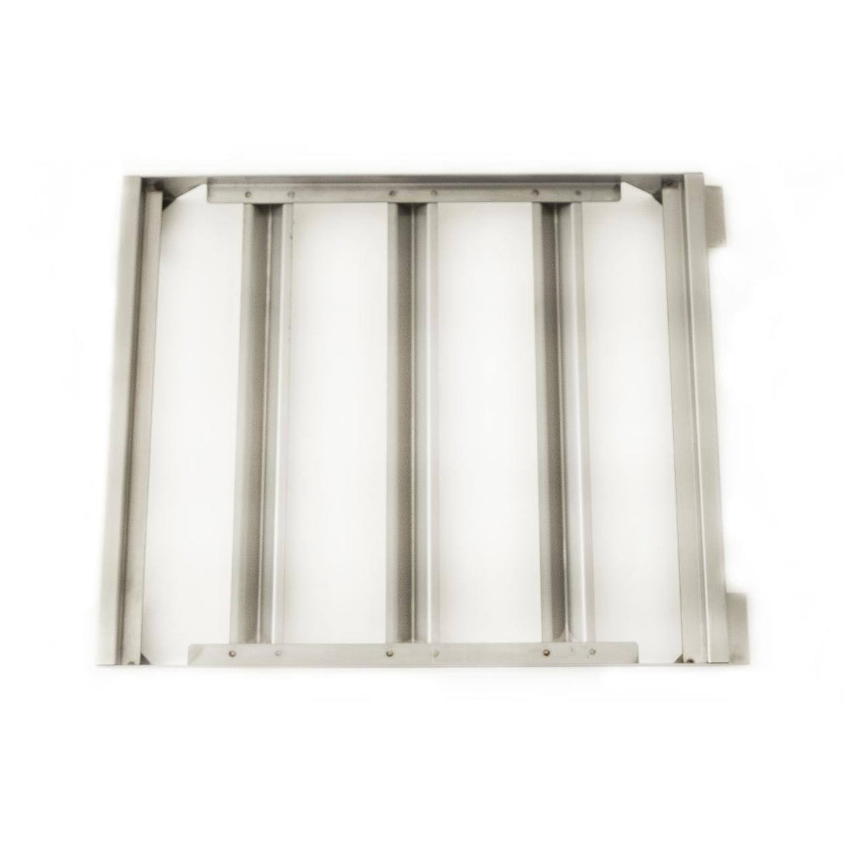 Stainless steel tray base with vertical supports, no stone