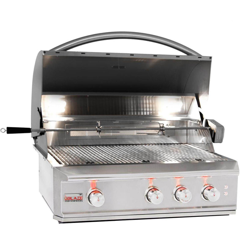 Blaze Grill Package - Professional LUX 34-Inch 3-Burner Built-In Natural Gas Grill and Side Burner in Stainless Steel