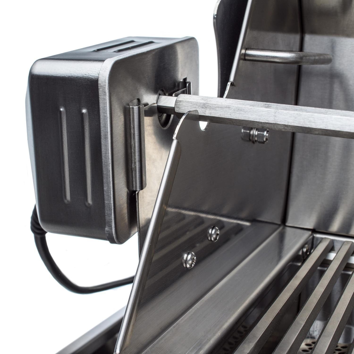 Stainless gas grill control box with attached cable and front adjustment knob