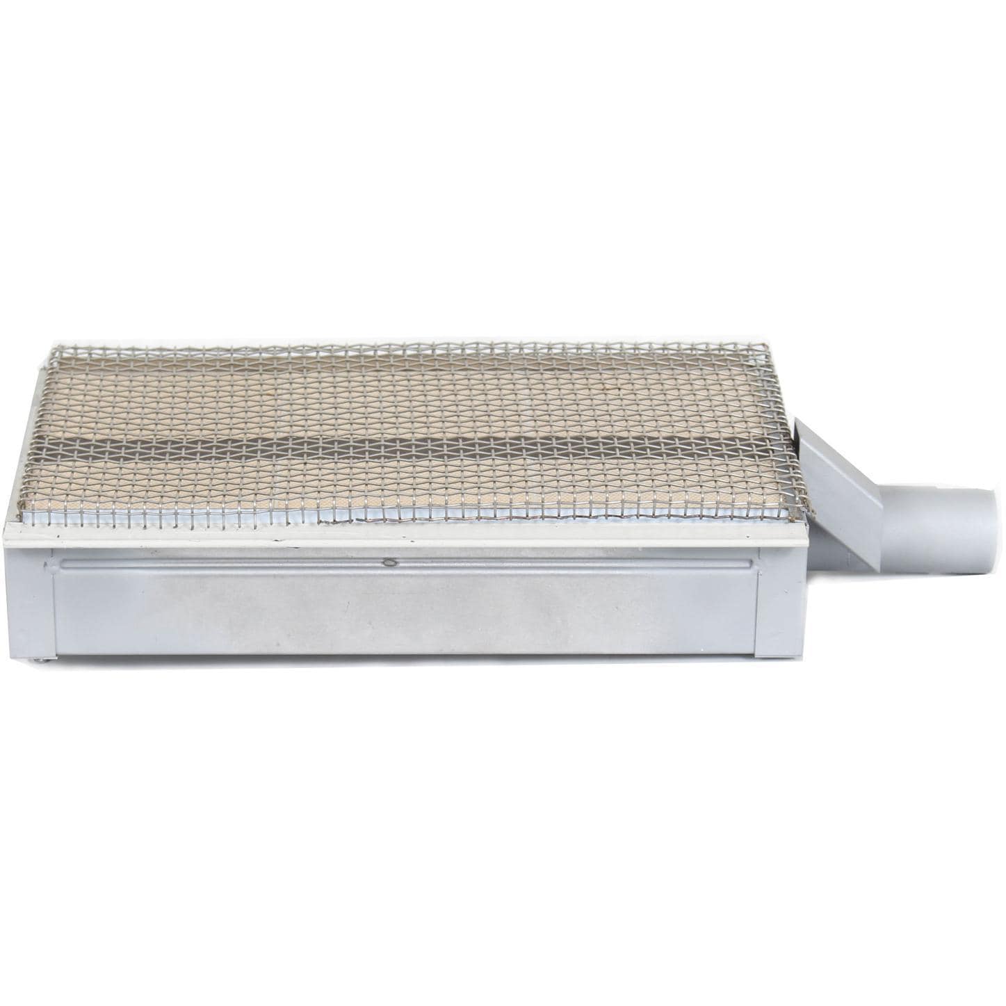 Infrared searing burner with mesh heating grid and side control handle