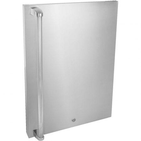 Stainless refrigerator door with right hinge and long vertical handle