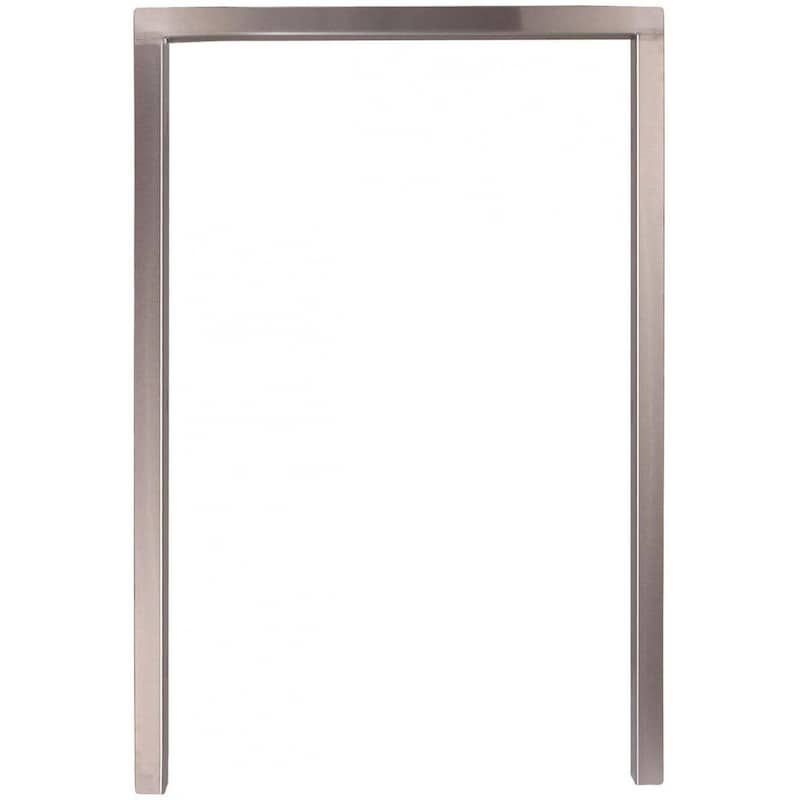 Refrigerator trim kit, brushed metal frame pieces with straight vertical legs