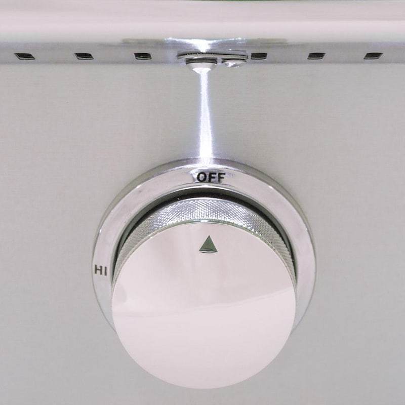 Stainless rotary control knob with OFF setting and HI indicator