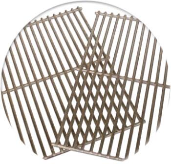 Stainless steel grill grate with vertical bars and crisscross supports