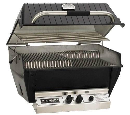 Broilmaster Premium Series 24" Built-In Natural Gas Grill with 2 Standard Burners, 360 sq. inches Grilling Surface Size, Warming Rack, in Black (P4XN) Home Outlet Direct 