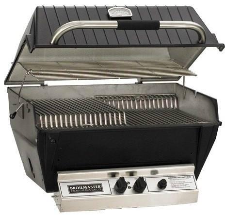 Broilmaster Premium Series 27" Built-In Natural Gas Grill with 2 Standard Burners, 442 sq. inches Grilling Surface Size, Warming Rack, in Black (P3XFN) Home Outlet Direct 