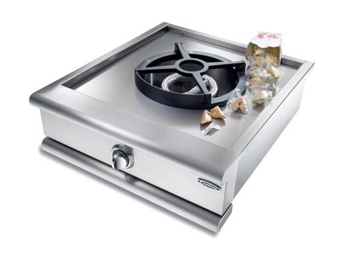 Stainless steel 1-burner cooktop with cast iron grate and wok burner