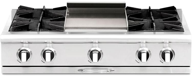 Capital 36" Culinarian Series Rangetop with 6 Open Burners, Optional Grill/Griddle in Stainless Steel (CGRT366) Rangetops Capital Natural Gas 4 Open Burners and 12" Griddle 