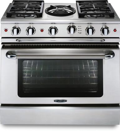 Capital 36" Precision Series Freestanding Gas Range with Self Clean, 4.9 cu. ft in Stainless Steel (GSCR366) Ranges Capital Liquid Propane 4 Sealed Burners and Wok Burner 