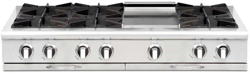 Capital 48" Culinarian Series Gas Rangetop with 8 Open Burners, Optional Grill/Griddle in Stainless Steel (CGRT488) Rangetops Capital Natural Gas 6 Open Burners and 12" Griddle 