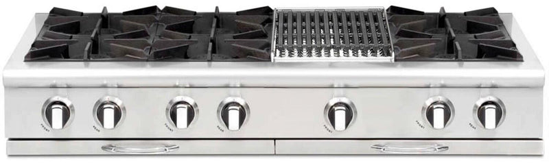 CGRT484GGL Capital Culinarian 48 Range Top with 4 Open Burners and 24  Griddle - Liquid Propane - Stainless
