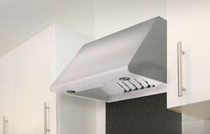 Stainless steel under-cabinet ducted hood with vent grille