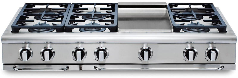 Capital 48" Precision Series Gas Rangetop with 8 Sealed Burners, Optional Grill/Griddle in Stainless Steel (GRT488) Rangetops Capital Natural Gas 6 Sealed Burners and 12" Griddle 