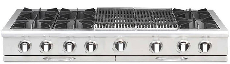 Capital 60" Culinarian Series Gas Rangetop with 8 Burners and Grill/Griddle in Stainless Steel (CGRT604B4) Rangetops Capital Natural Gas 6 Open Burners and 24" Grill 
