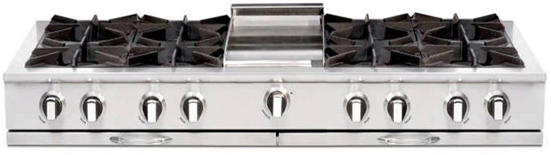 Capital 60" Culinarian Series Gas Rangetop with 8 Burners and Grill/Griddle in Stainless Steel (CGRT604B4) Rangetops Capital Natural Gas 8 Open Burners and 12" Griddle 