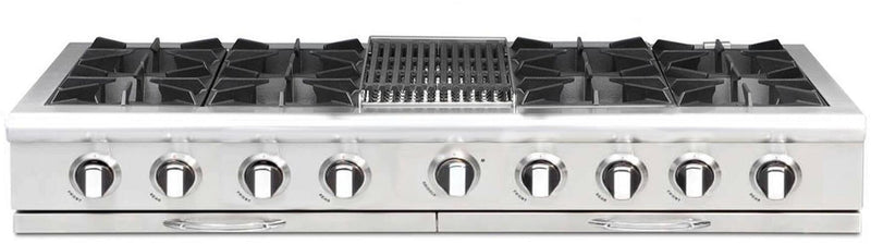 Capital 60" Culinarian Series Gas Rangetop with 8 Burners and Grill/Griddle in Stainless Steel (CGRT604B4) Rangetops Capital Natural Gas 8 Open Burners and 12" Grill 