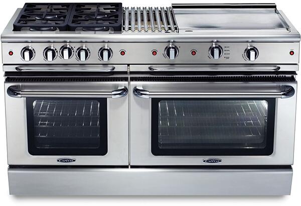 Capital 60" Precision Series Freestanding All Gas Range 7.7 cu. ft in Stainless Steel (GSCR606G) Ranges Capital Natural Gas 4 Sealed Burners, 24" Griddle, 12" Grill 