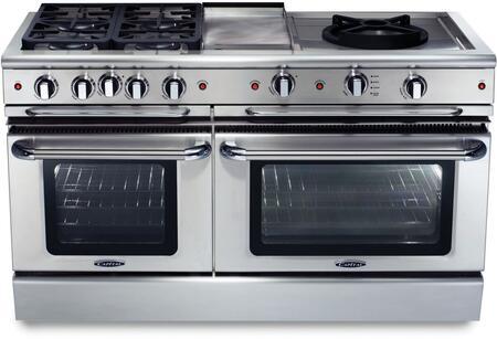 Capital 60" Precision Series Freestanding All Gas Range 7.7 cu. ft in Stainless Steel (GSCR606G) Ranges Capital Natural Gas 4 Sealed Burners, 24" Wok Burner, 12" Griddle 